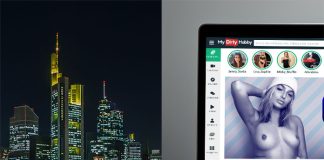 Collage Skyline Frankfurt und Laptop mit Mydirtyhobby